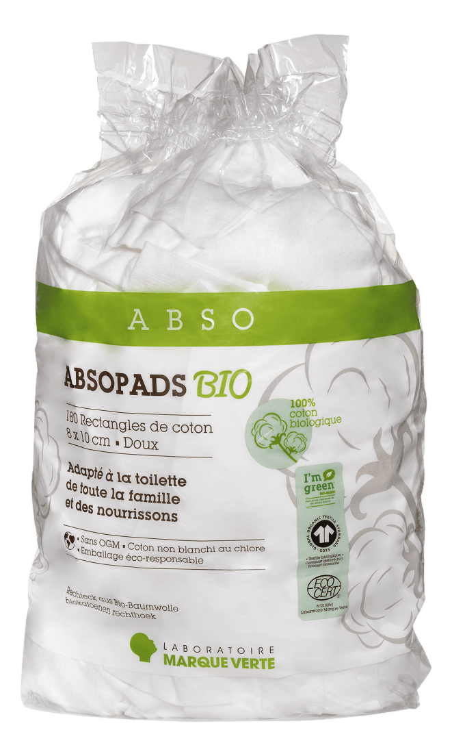 Absopads Bio 8x10 cm Rectangle coton bio 180 rectangles
